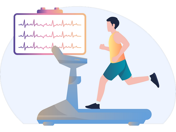 Junge läuft auf Laufband  Illustration