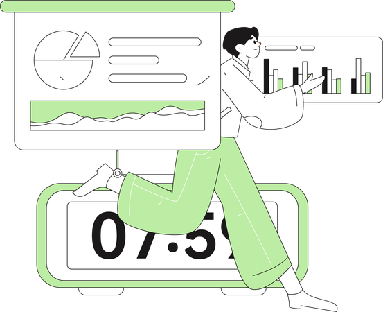 Junge läuft für Geschäftspräsentation  Illustration