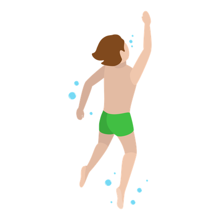 Junge lernt schwimmen  Illustration