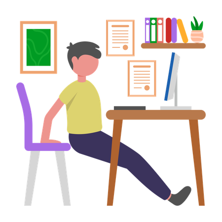 Junge beim Late-Night-Lernen  Illustration