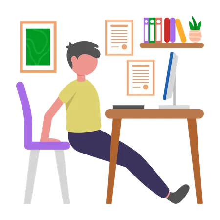 Junge beim Late-Night-Lernen  Illustration