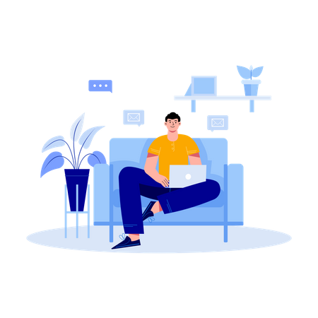 Junge lernt von zu Hause  Illustration