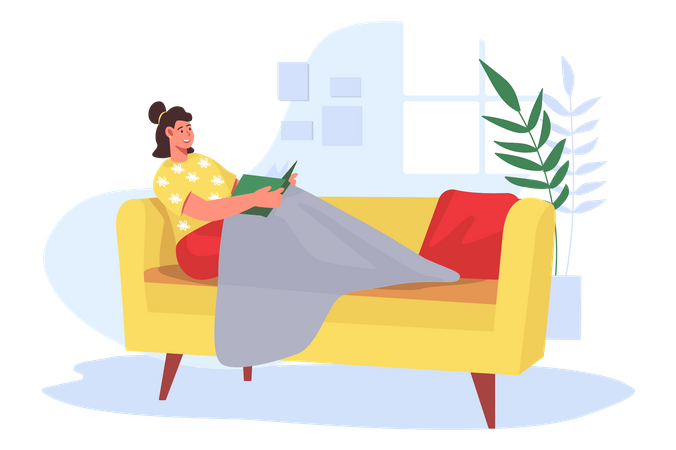 Junge Leserin genießt Literatur in ihrer Freizeit  Illustration
