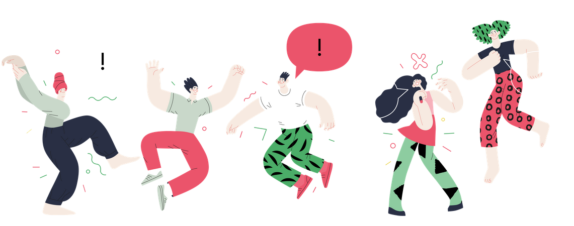 Junge Leute jubeln und feiern  Illustration