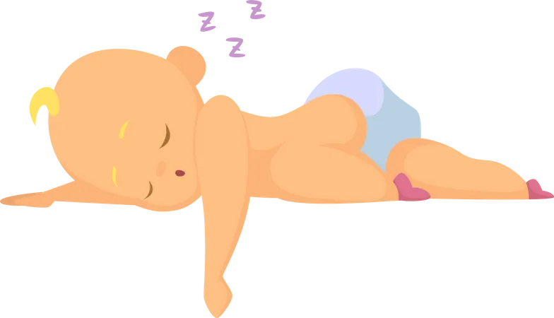 Junge liegt auf dem Bett  Illustration