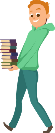 Junge liest Bücher  Illustration