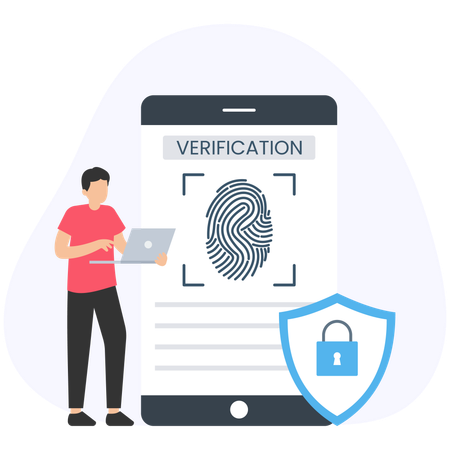 Junge bei der biometrischen Überprüfung  Illustration