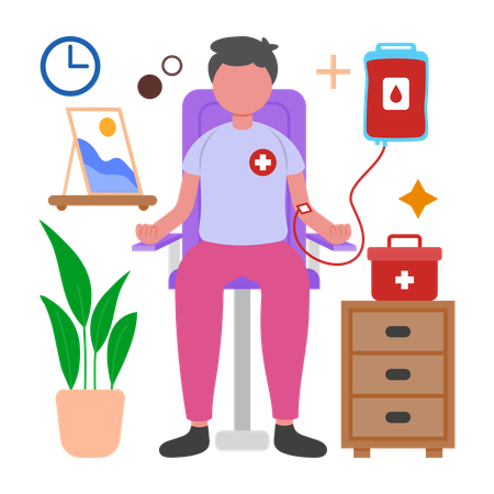 Junge macht Blutspende  Illustration
