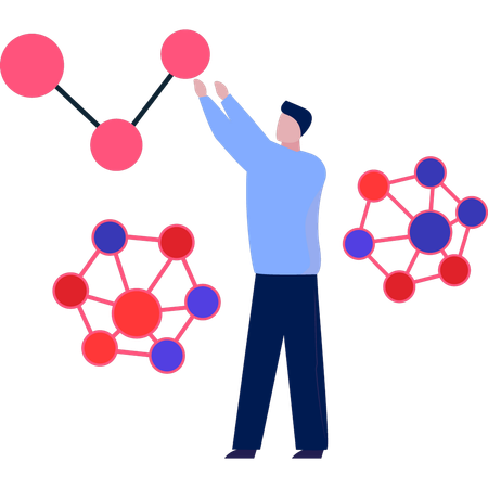 Junge macht chemisches Atom  Illustration