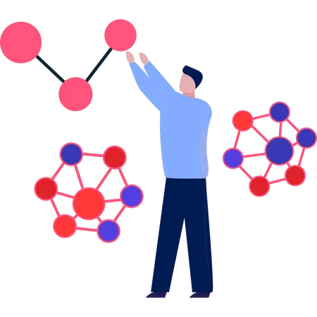 Junge macht chemisches Atom  Illustration