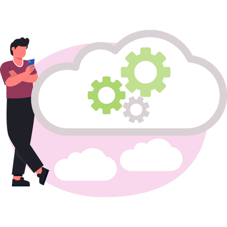 Junge macht Cloud-Management  Illustration