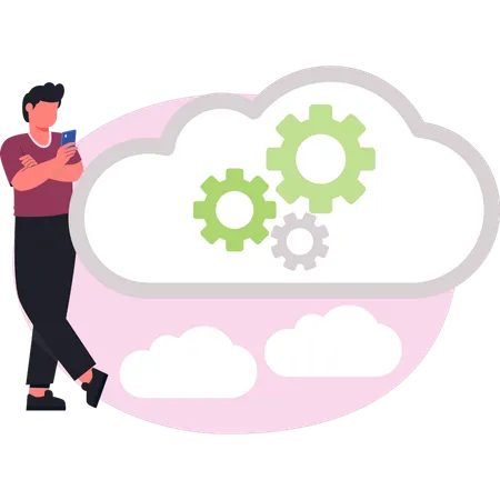 Junge macht Cloud-Management  Illustration