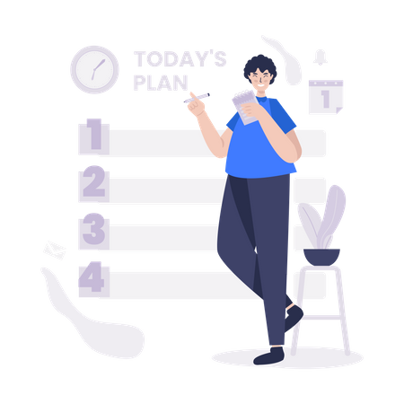 Junge macht den Plan für heute  Illustration