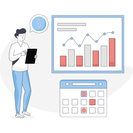 Junge macht Finanzplanung  Illustration