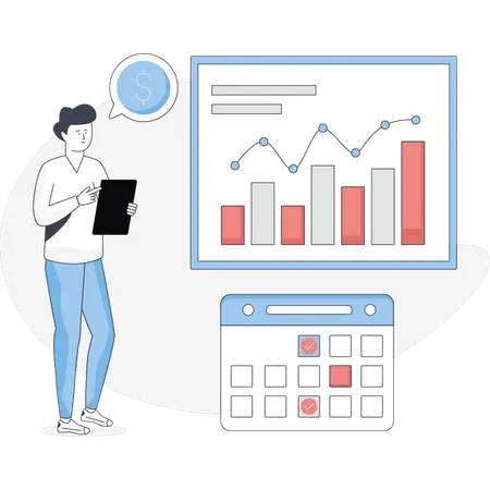 Junge macht Finanzplanung  Illustration