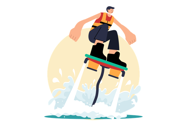 Junge beim Flyboard-Sport  Illustration