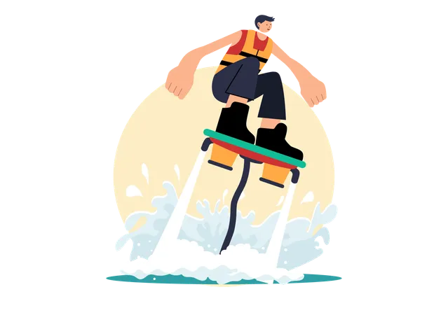 Junge beim Flyboard-Sport  Illustration