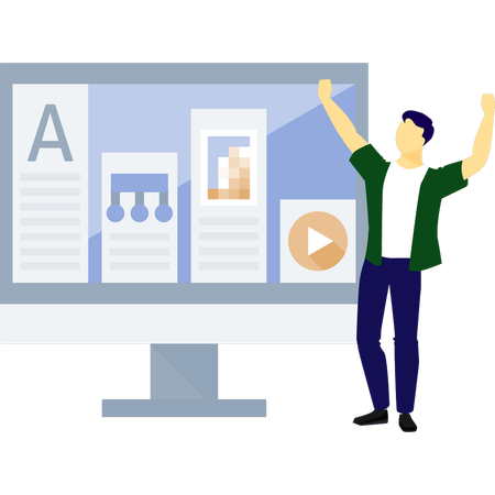 Junge macht gerne PDF-Dateien  Illustration