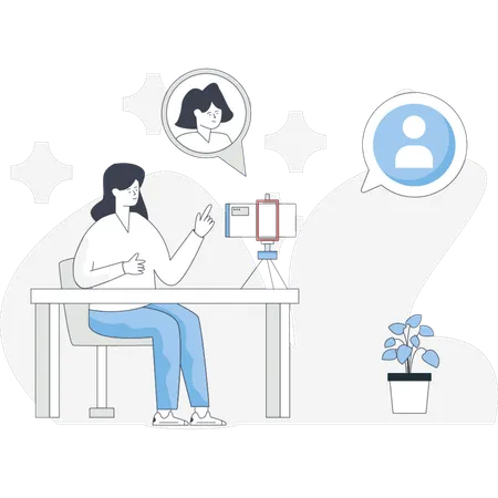 Junge macht Gruppen-Videoanruf mit Freunden  Illustration