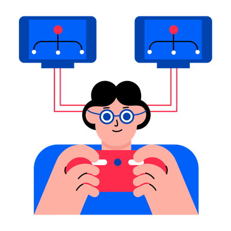 Junge beim haptischen Spielen  Illustration