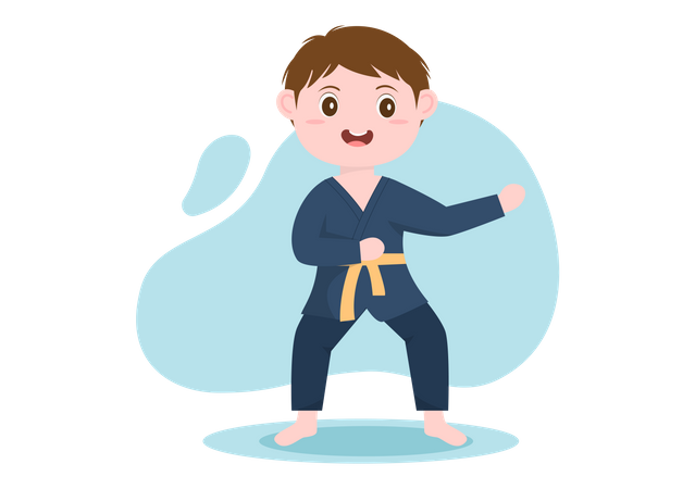 Junge macht Karate-Kampfsport  Illustration