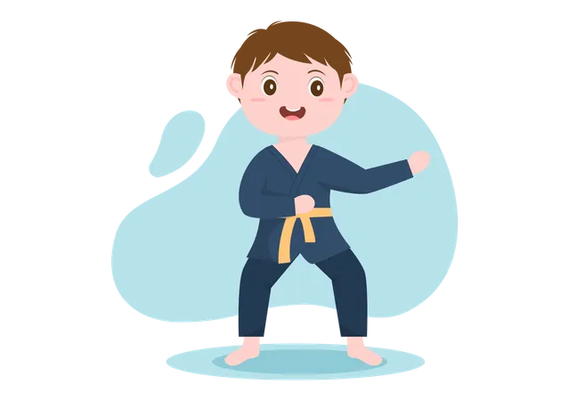 Junge macht Karate-Kampfsport  Illustration