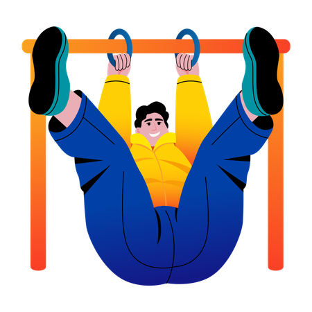 Junge macht Klimmzüge  Illustration
