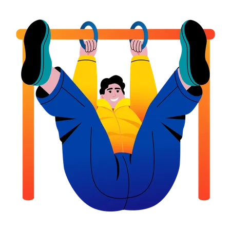Junge macht Klimmzüge  Illustration
