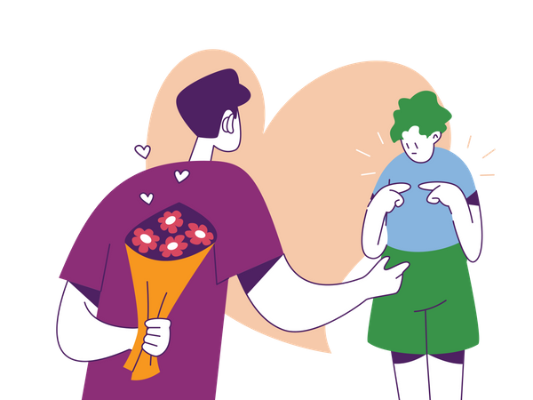 Junge macht Mädchen einen Heiratsantrag  Illustration