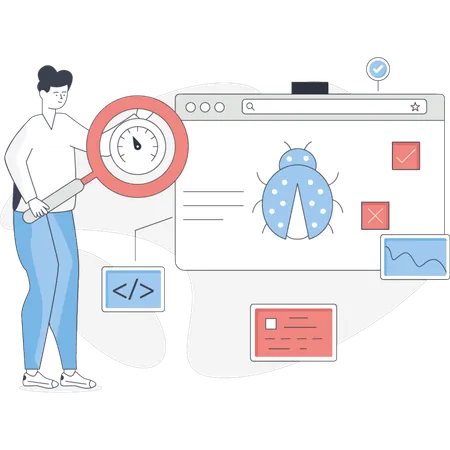 Junge beim manuellen Testen  Illustration
