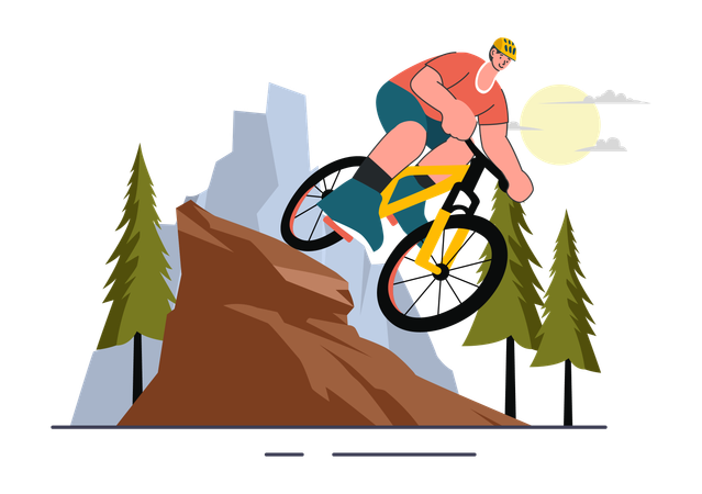 Junge beim Mountainbiken  Illustration