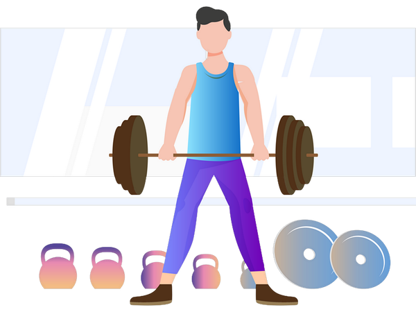 Junge macht Muskeltraining  Illustration