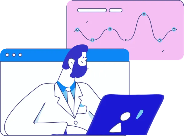 Junge führt Online-Datenuntersuchung durch  Illustration