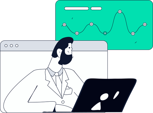 Junge führt Online-Datenuntersuchung durch  Illustration