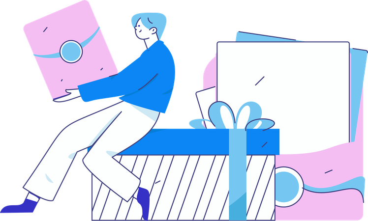 Junge beim Online-Shopping  Illustration