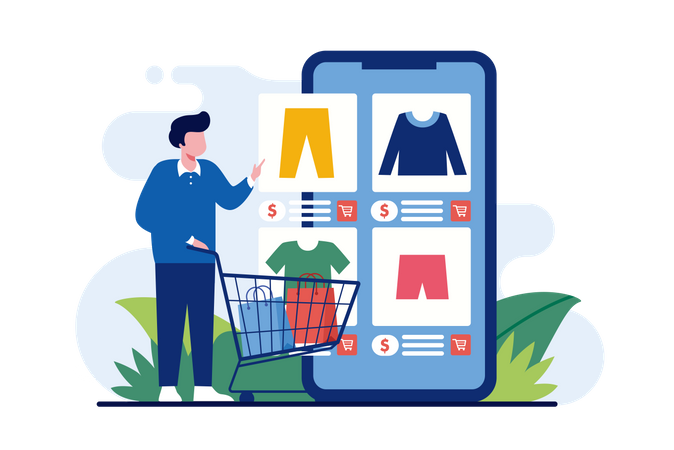 Junge beim Online-Shopping  Illustration