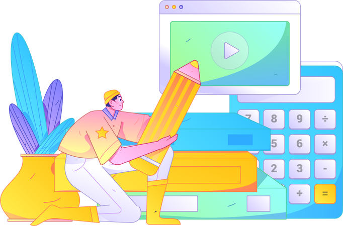 Junge beim Online-Lernen  Illustration