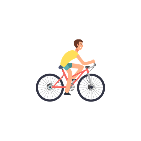 Junge macht Radtour  Illustration