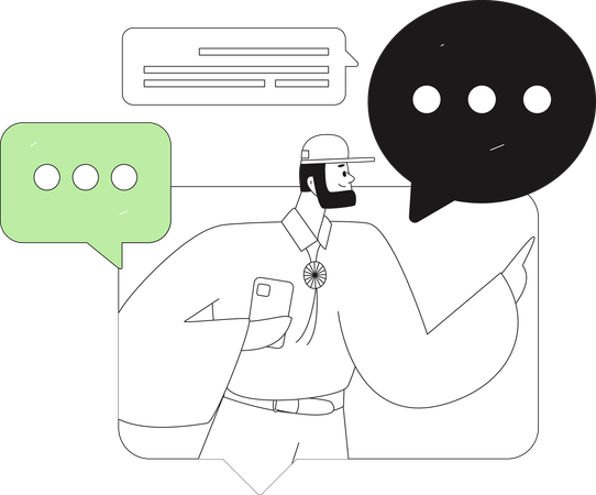 Junge beim Social-Media-Chat  Illustration