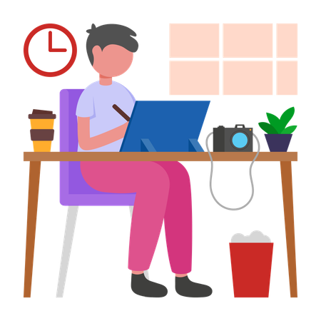 Junge macht Studienpräsentation  Illustration