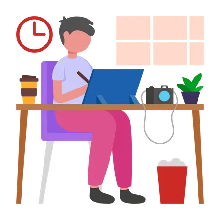 Junge macht Studienpräsentation  Illustration