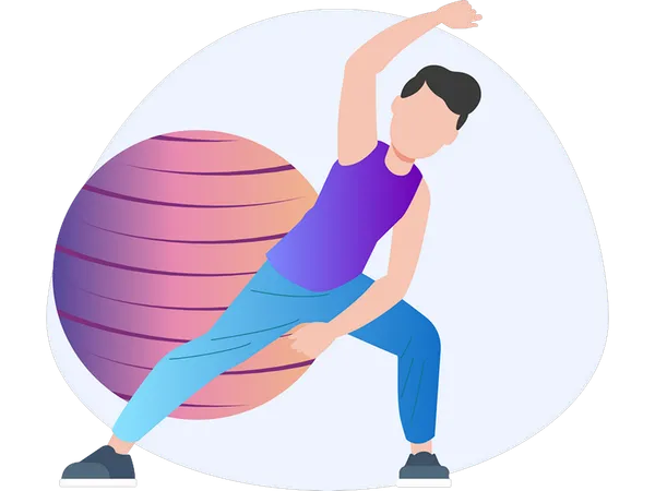 Junge macht Übungen mit Ball  Illustration