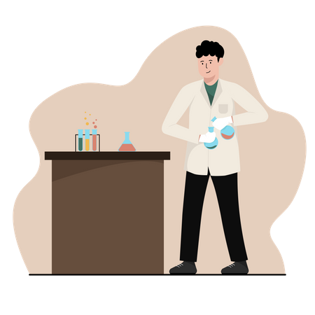 Junge macht wissenschaftliches Experiment  Illustration