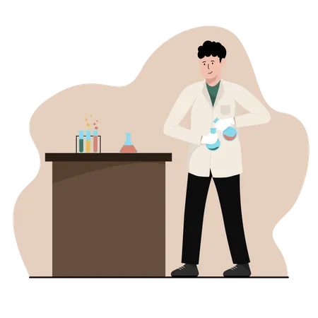 Junge macht wissenschaftliches Experiment  Illustration