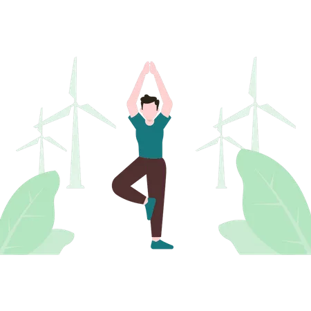 Junge macht Yoga  Illustration