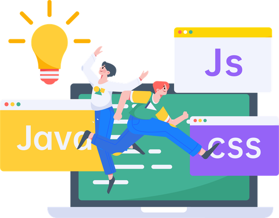 Junge männliche Entwickler beim Programmieren  Illustration
