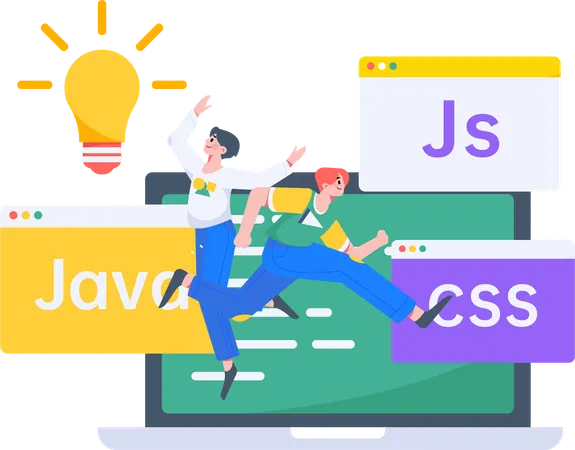 Junge männliche Entwickler beim Programmieren  Illustration