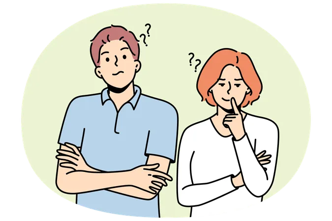 Junge Menschen stehen ungläubig nebeneinander  Illustration