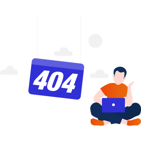 Junge mit 404-Fehlerbildschirm  Illustration