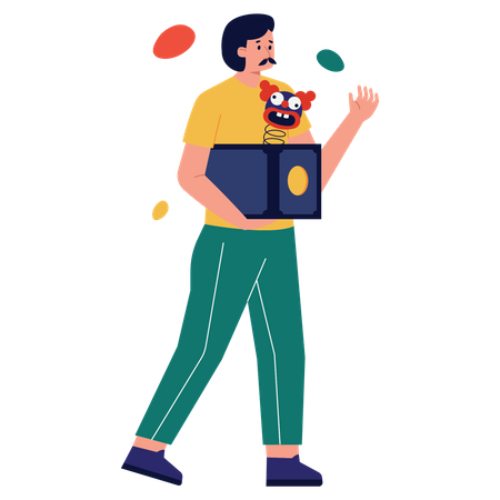 Junge mit Aprilscherz-Box  Illustration